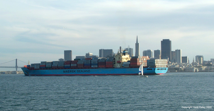 Container Ship in front of San Fran