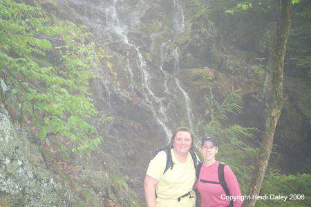 Heidi & Melissa at Waterfall on Trail to Brace Peak
